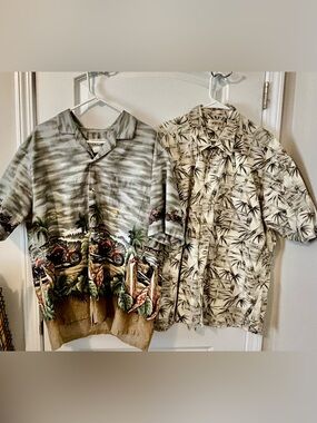 Campia & Ky’s  Casual Button-Up Men's Hawaiian Cream XXL 100% Cotton Aloha Shirt